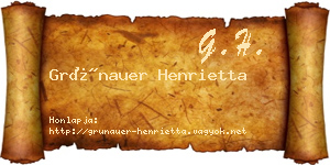 Grünauer Henrietta névjegykártya
